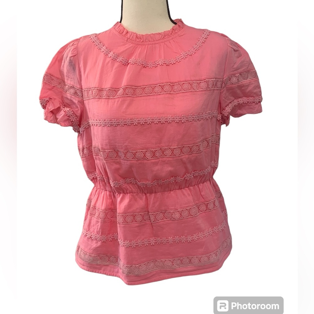 J.Crew | Daisy chain pink short sleeve top XS